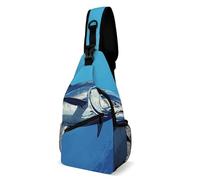 LLUTSNTH Sling Bag for Travel & Hiking, Winter White Owl Crossbody Chest Pack Fanny Pack with Adjustable Strap, Colorful Tuna, 38x20cm, Colorful Tuna