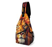 LLUTSNTH Sling Bag for Travel & Hiking, Yellow Lion Head Crossbody Chest Pack Fanny Pack with Adjustable Strap, Yellow Lion Head, 38x20cm