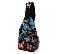 LLUTSNTH Sling Bag for Travel & Hiking, Yellow Lion Head Crossbody Chest Pack Fanny Pack with Adjustable Strap, Zeeland Butterfly, 38x20cm