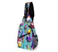 LLUTSNTH Sling Bag for Travel & Hiking, Yellow Lion Head Crossbody Chest Pack Fanny Pack with Adjustable Strap, Colorful Gnomes, 38x20cm