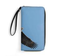 LLUTSNTH Soaring Eagle Womens Wallet Leather Money Clip Coin Purse Clutch Wristlet Travel Long Wallets