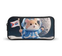LLUTSNTH Space - Suit Hamster Pencil Case - Large Capacity Pencil Pouch Aesthetic Makeup Bag with Zipper for Stationery, Art Supplies, Travel Essentials