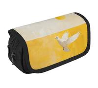 LLUTSNTH Space Themed Art 2 Compartments Pencil Case Makeup Bag | Large Capacity Polyester Pencil Pouch with Handle | Toiletry & Cosmetic Bag Organizer for Travel Office, A White Dove Flies By, One