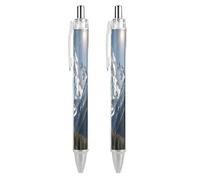 LLUTSNTH Spectacular Snowy Mountains Ballpoint Pens Black Medium Point 0.55mm Ball Point Pen Retractable Office Pens with Super Soft Grip Writing Ink Pen for Men Women 2 PCS