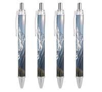 LLUTSNTH Spectacular Snowy Mountains Ballpoint Pens Black Medium Point 0.55mm Ball Point Pen Retractable Office Pens with Super Soft Grip Writing Ink Pen for Men Women 4 PCS