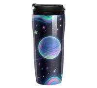 LLUTSNTH Starry Cosmos Insulated Coffee Tumbler Reusable Iced Coffee Cup Double-Wall Plastic Drinking Cups Hot Coffee Travel Mug, BPA-Free, Shatter-Proof, Dishwasher-Safe 12 Oz