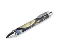 LLUTSNTH Stars And Moon on Dark Background Ballpoint Pens Black Medium Point 0.55mm Ball Point Pen Retractable Office Pens with Super Soft Grip Writing Ink Pen for Men Women 1 PCS