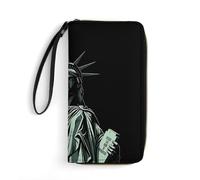 LLUTSNTH Statue of Liberty Pattern Womens Wallet Leather Money Clip Coin Purse Clutch Wristlet Travel Long Wallets