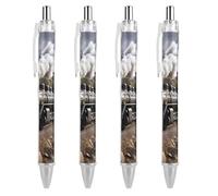 LLUTSNTH Steam Locomotive Train Ballpoint Pens Black Medium Point 0.55mm Ball Point Pen Retractable Office Pens with Super Soft Grip Writing Ink Pen for Men Women 4 PCS