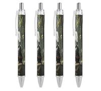 LLUTSNTH Steam Train Ballpoint Pens Black Medium Point 0.55mm Ball Point Pen Retractable Office Pens with Super Soft Grip Writing Ink Pen for Men Women 4 PCS
