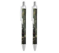 LLUTSNTH Steam Train Ballpoint Pens Black Medium Point 0.55mm Ball Point Pen Retractable Office Pens with Super Soft Grip Writing Ink Pen for Men Women 2 PCS