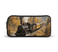 LLUTSNTH Steam Train in The Valley Pencil Case - Large Capacity Pencil Pouch Aesthetic Makeup Bag with Zipper for Stationery, Art Supplies, Travel Essentials