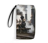 LLUTSNTH Steam Train Womens Wallet Leather Money Clip Coin Purse Clutch Wristlet Travel Long Wallets