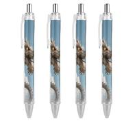 LLUTSNTH Steampunk Dragon Ballpoint Pens Black Medium Point 0.55mm Ball Point Pen Retractable Office Pens with Super Soft Grip Writing Ink Pen for Men Women 4 PCS