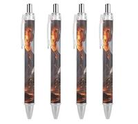 LLUTSNTH Steampunk Volcano Ballpoint Pens Black Medium Point 0.55mm Ball Point Pen Retractable Office Pens with Super Soft Grip Writing Ink Pen for Men Women 4 PCS