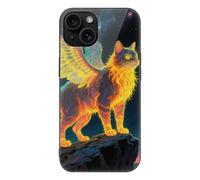 LLUTSNTH Strange Creature for iPhone 15/Pro Case Durable Shockproof Glass Protective Cover with Cute Pattern Design Protection for Women & Men Black
