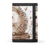 LLUTSNTH Sugar Skulls Day of The Dead Trifold Wallet for Men - Slim 8 Card Slots, Zipper Coin Purse Money Clip, Cash Compartment, Hedgehog Sitting on Top, One Size, Modern