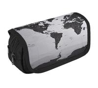 LLUTSNTH Sunflowers after Rain 2 Compartments Pencil Case Makeup Bag | Large Capacity Polyester Pencil Pouch with Handle | Toiletry & Cosmetic Bag Organizer for Travel Office, Black and white world