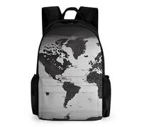 LLUTSNTH Sunflowers after Rain Backpack with Pocket - 15.6-inch Laptop Sleeve Bag Casual Daypack for Work And Travel, Black and White World Map, 42x30.5cm