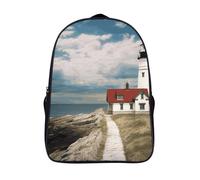 LLUTSNTH Sunflowers after Rain Laptop Backpack for Men & Women Travel Daypack with Pockets, Work Bag for Office 16 In, Lighthouse Backdrop, 40x28x16cm