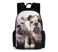 LLUTSNTH Sunflowers And Butterflies Backpack with Pocket - 15.6-inch Laptop Sleeve Bag Casual Daypack for Work And Travel, Two Cute Bulldog Dogs, 42x30.5cm