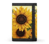 LLUTSNTH Sunflowers And Butterflies Trifold Wallet for Men - Slim 8 Card Slots, Zipper Coin Purse Money Clip, Cash Compartment, Sunflowers Floral, One Size, Modern