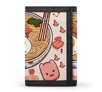 LLUTSNTH Sunflowers And Butterflies Trifold Wallet for Men - Slim 8 Card Slots, Zipper Coin Purse Money Clip, Cash Compartment, Delicious Sweet Ramen, One Size, Modern