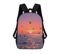 LLUTSNTH Sunset Seagulls 17 Inch Laptop Backpack for Men Women Travel Daypack with Pockets Work Bag for Office