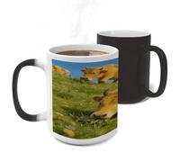 LLUTSNTH Sunshine Little Golden Calf Color Changing Mug Heat Changing Coffee Cup Funny Magic Mug Novelty Heat Sensitive Coffee Mugs for Men Women Office Christmas Birthday Gift 11 Oz