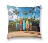 LLUTSNTH Surf's Up Surfboard Throw Pillow Cover 18 "x18, Cute Cushion Cover Decorative Pillow Case with Invisible Zipper - Plush Farmhouse Fall Decor Pillowcase for Couch, Sofa, Bedroom