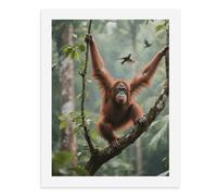 LLUTSNTH Swinging Orangutan Paint by Numbers Kits for Adults DIY Beginners Paint by Number Kits on Canvas Digital Oil Number Painting, Easy Canvas Art Print Kit for Home Decor Gift 40x30cm