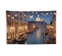 LLUTSNTH Tapestry with Hanging Kit - Beautiful Venice at Night Vintage Aesthetic Tapestry Wall Hanging for Bedroom Living Room Dorm Decor, Bohemian Personalized Backdrop for Home Decoration 40"x60"