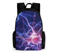 LLUTSNTH Teal Gray Rose Backpack with Pocket - 15.6-inch Laptop Sleeve Bag Casual Daypack for Work And Travel, Blue Nerve Cell, 42x30.5cm