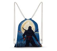 LLUTSNTH Teal Gray Rose Drawstring Backpack for Women - Large Canvas Sackpack, Gym Sport Travel Bag, Drawstring Bags, Moonlight Watercolor Style Ninja, 35x50cm, Travel Backpacks