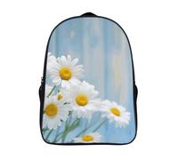LLUTSNTH Teal Gray Rose Laptop Backpack for Men & Women Travel Daypack with Pockets, Work Bag for Office 16 In, Elegant Spring Daisy Flowers, 40x28x16cm
