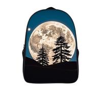 LLUTSNTH Teal Gray Rose Laptop Backpack for Men & Women Travel Daypack with Pockets, Work Bag for Office 16 In, Pine Trees of the Moon, 40x28x16cm, Daypack Backpacks