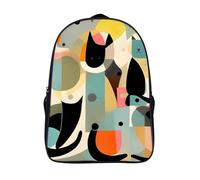 LLUTSNTH Teal Gray Rose Laptop Backpack for Men & Women Travel Daypack with Pockets, Work Bag for Office 16 In, Mid-century Modern Art Cat, 40x28x16cm