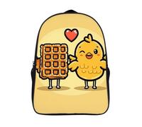 LLUTSNTH Teal Gray Rose Laptop Backpack for Men & Women Travel Daypack with Pockets, Work Bag for Office 16 In, Waffles and Chicken, 40x28x16cm, Daypack Backpacks