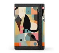 LLUTSNTH Teal Gray Rose Trifold Wallet for Men - Slim 8 Card Slots, Zipper Coin Purse Money Clip, Cash Compartment, Mid-Century Modern Art Cat, One Size, Modern