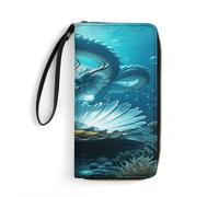 LLUTSNTH The Dragon King Womens Wallet Leather Money Clip Coin Purse Clutch Wristlet Travel Long Wallets