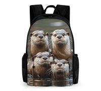LLUTSNTH The Frog Family Is Reading Backpack with Pocket - 15.6-inch Laptop Sleeve Bag Casual Daypack for Work And Travel, Three Brown Otters, 42x30.5cm, Daypack Backpacks