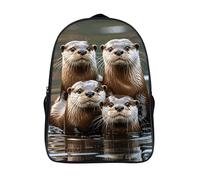 LLUTSNTH The Frog Family Is Reading Laptop Backpack for Men & Women Travel Daypack with Pockets, Work Bag for Office 16 In, Three Brown Otters, 40x28x16cm