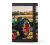 LLUTSNTH The Frog Family Is Reading Trifold Wallet for Men - Slim 8 Card Slots, Zipper Coin Purse Money Clip, Cash Compartment, Company Farm Tractor, One Size, Modern