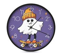 LLUTSNTH The Ghost of Skateboards Wall Clock Vintage Round Clocks Silent Non Ticking Clock Personalized Pattern Modern Clocks for Home Office Decoration 10 Inch