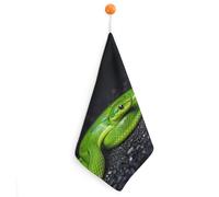 LLUTSNTH The Green Snake Kitchen Towels Set -1PCS Super Absorbent Hand Towels, Soft Face Towel Set with Hanging Loop Lightweight Quick Dry Microfiber Dish Towels for Yoga Camping Hotel Spa Travel