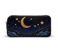 LLUTSNTH There Are Stars And Moon on It Pencil Case - Large Capacity Pencil Pouch Aesthetic Makeup Bag with Zipper for Stationery, Art Supplies, Travel Essentials