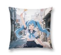 LLUTSNTH Throw Pillow Covers Anime_Girl_Star Double-Sided Farmhouse Cushion Covers Decorative Throw Pillowcase with Hidden Zipper Lumbar Pillow Cover for Sofa Bed Living Room Outdoor Decor 16 "x16