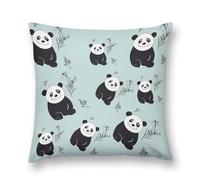 LLUTSNTH Throw Pillow Covers Cartoon Panda Bear Double-Sided Farmhouse Cushion Covers Decorative Throw Pillowcase with Hidden Zipper Lumbar Pillow Cover for Sofa Bed Living Room Outdoor Decor 20 "x20