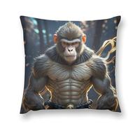 LLUTSNTH Throw Pillow Covers Invincible Monkey Double-Sided Farmhouse Cushion Covers Decorative Throw Pillowcase with Hidden Zipper Lumbar Pillow Cover for Sofa Bed Living Room Outdoor Decor 12 "x12