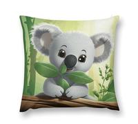LLUTSNTH Throw Pillow Covers Koala Double-Sided Farmhouse Cushion Covers Decorative Throw Pillowcase with Hidden Zipper Lumbar Pillow Cover for Sofa Bed Living Room Outdoor Decor 18 "x18